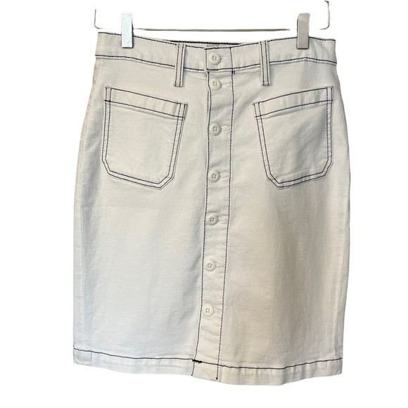 J. Crew Denim Whitewash Button Front Skirt Size 27 - Picture 2 of 8